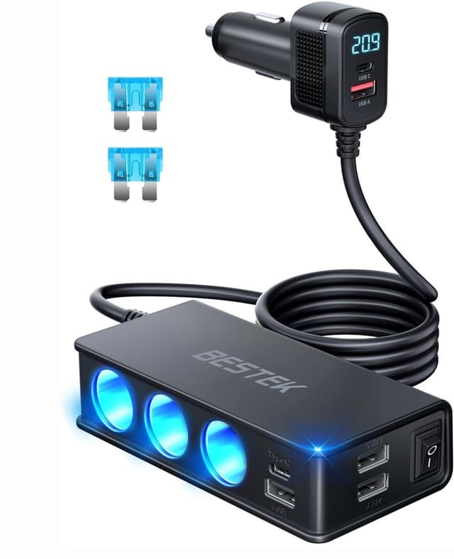 Imagen de BESTEK Caricatore Auto 180W 9in1 USB-C PD QC3.0 en OfertitasTOP