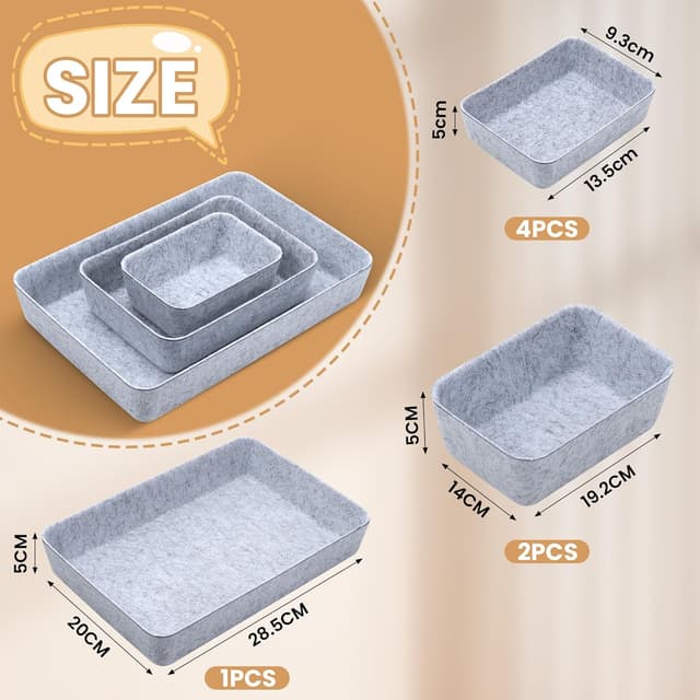 Detalle de Hejo 7er Set Schubladen Organizer Filz