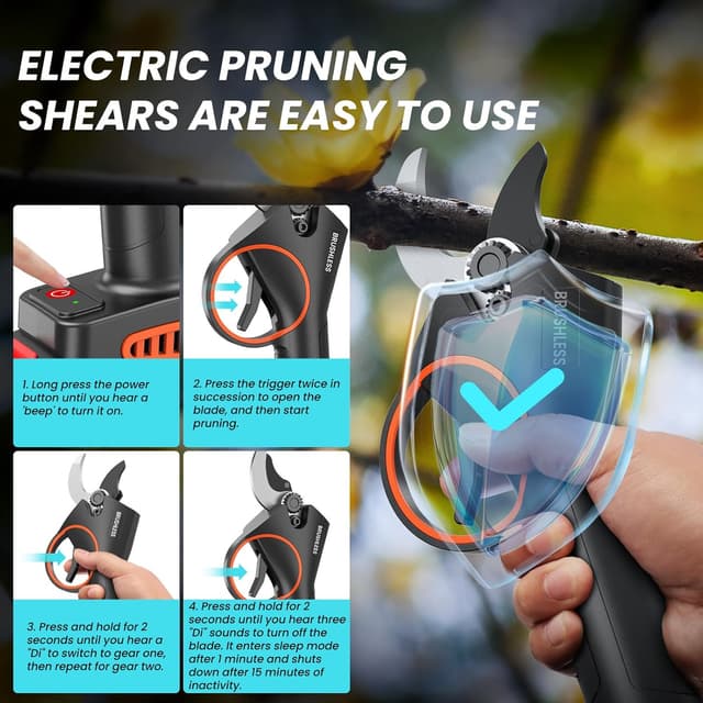 Detalle de Forbici da potatura elettriche 33 mm con motore brushless 800 W e 2 batterie 21V 2000 mAh