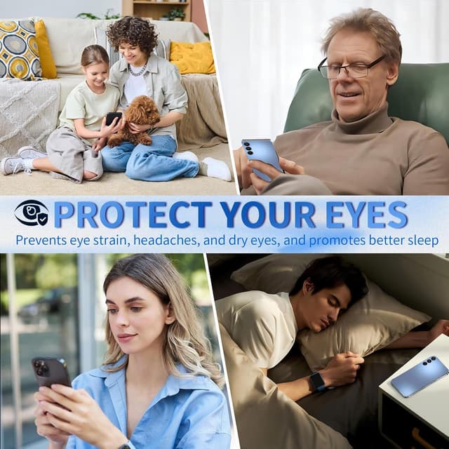 Detalle de Tentoki Hartglas-Schutzfolie für Samsung Galaxy A15 (6,5 Zoll) – 3er-Set mit 9H, blauem Lichtfilter & Anti-Spion-Option