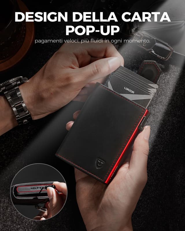 Detalle de LORZOR portafoglio uomo slim RFID 10 carte