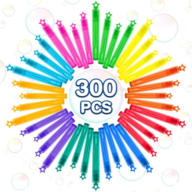 Detalle de 200-Pack Mini Bubble Wands in 10 Colors with Star Handles for Kids’ Parties, Holidays & Classroom Prizes