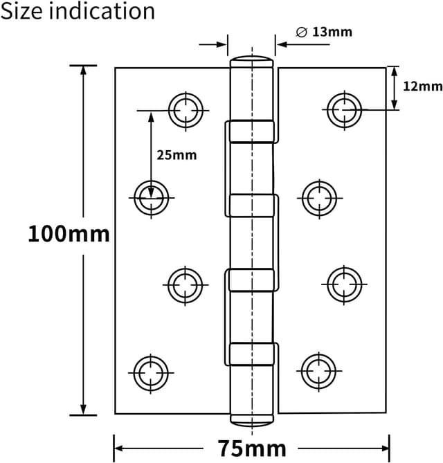 Detalle de AOLISHENG 4 inch (100mm) x 75mm stainless steel heavy duty door hinges – 1 pair