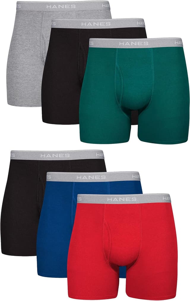Detalle de Hanes Men’s Boxer Briefs Pack (Cool & Breathable Cotton, No-Ride-Up)