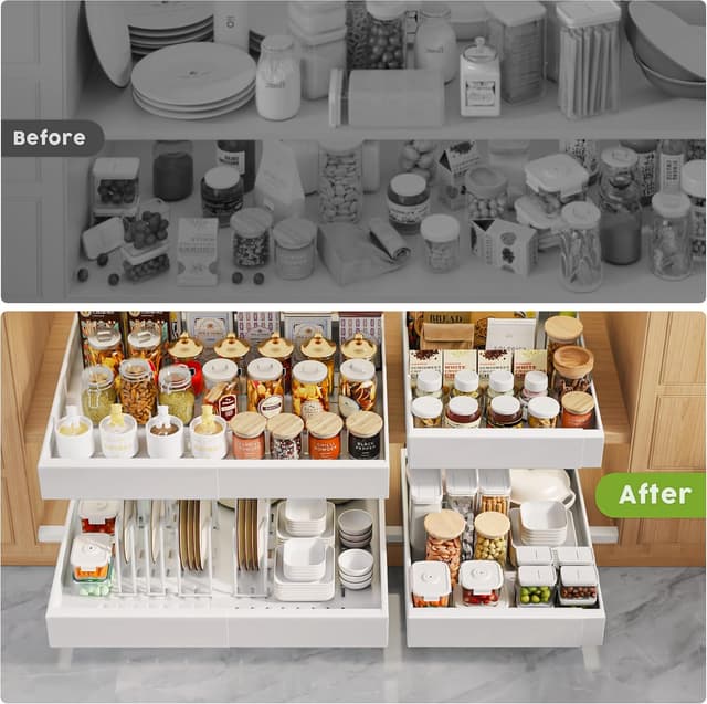 Thumbnail 5 de Seinloes 4Pack Expandable Pull Out Cabinet Organizer 21"