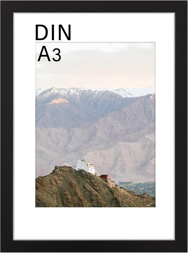 Detalle de RUN HELIX A3 Bilderrahmen in Schwarz für 29,7 x 42 cm – mit bruchsicherem Acrylglas und Passepartout