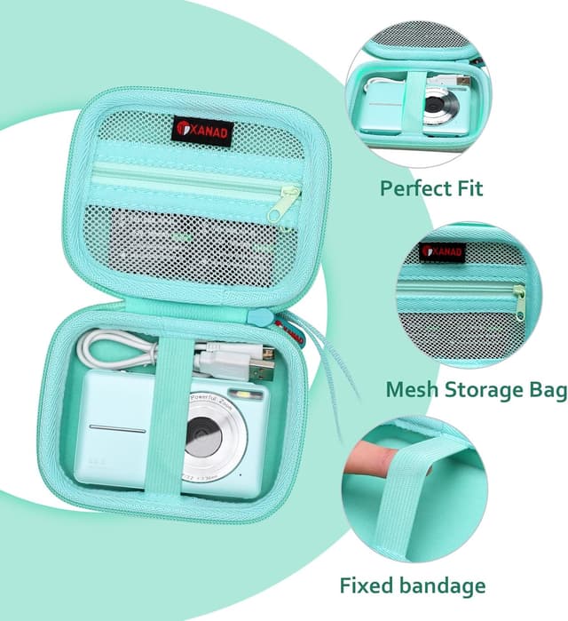 Detalle de XANAD Digitalkamera Hülle & Tasche für Kodak Pixpro FZ55/FZ45 (grün) – kompakte Schutzhülle für Kinder, Vlogging & Kompaktkameras