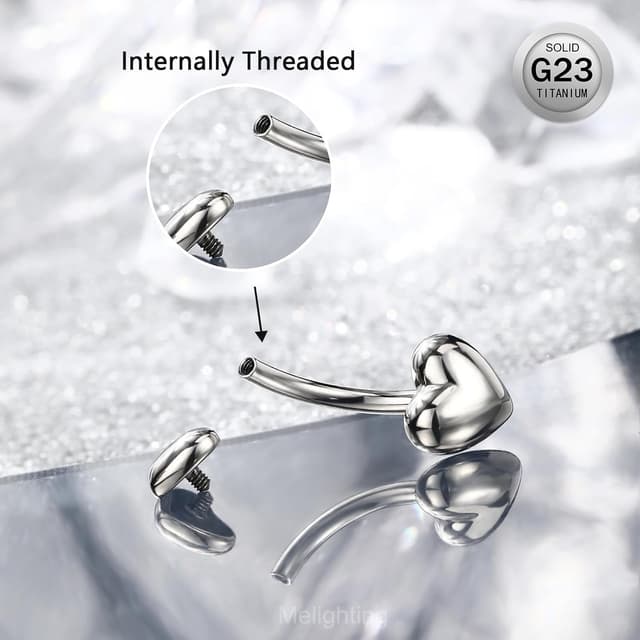 Thumbnail 2 de Melighting piercing ombelico cuore titanio