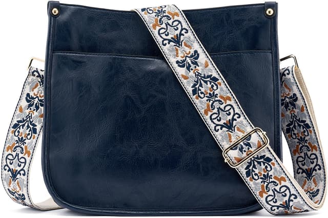 Detalle de ZOUIQSS Women’s Crossbody Leather Shoulder Bag with Adjustable Strap and Zipped Pockets