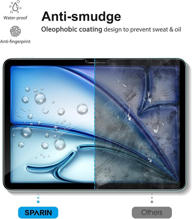 Detalle de SPARIN Schutzfolie (2 Stück) für iPad Air 11 Zoll M4/M3/M2 (2026/2025/2024) – kratzfest, 9H, Anti-Bläschen