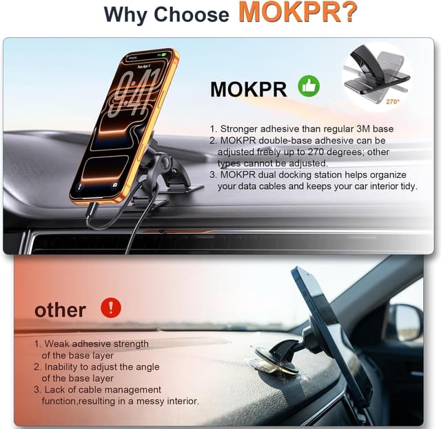 Thumbnail 4 de MOKPR Magsafe Car Mount 16 N52 magnets