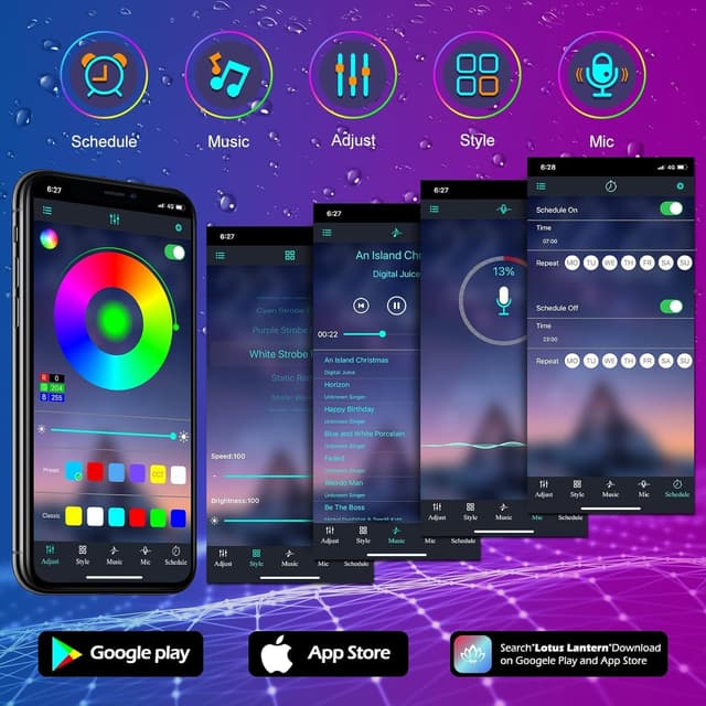 Thumbnail 6 de LETIANPAI Outdoor LED-Strip (60 m/200 ft), IP68, mit App & Fernbedienung, Musik-Sync RGB