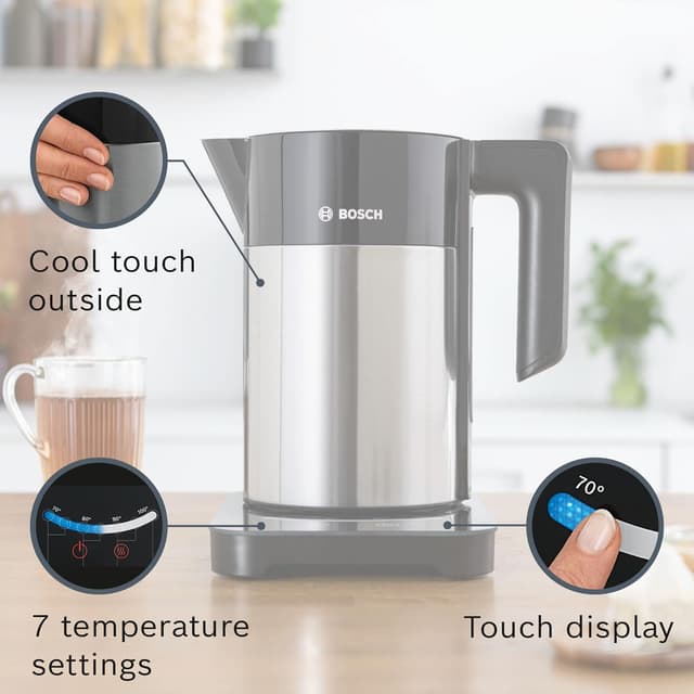 Thumbnail 6 de Bosch Sky TWK7203GB cordless kettle with 7 variable temperature settings and KeepWarm