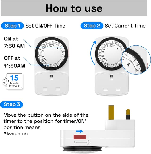 Thumbnail 1 de HBN Plug Timer Socket UK 2 Pack 15min