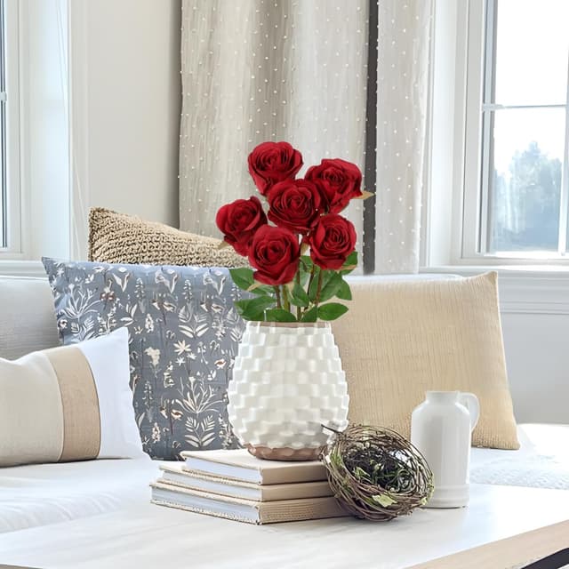 Detalle de Oairse artificial rose bouquet, 6 red roses