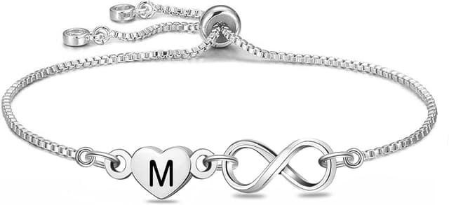 Detalle de HEYEJET Unendlichkeit-Liebe Armband mit Kristall – Silberfarbenes Tennisarmband zum Geburtstag