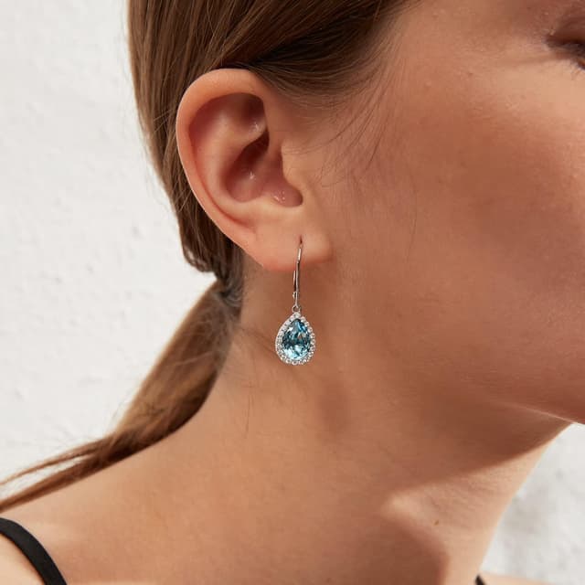 Detalle de jiamiaoi Hängende Tropfen-Ohrringe aus 925 Silber mit 18 Karat Weißgold-Plattierung (Zirkonia)