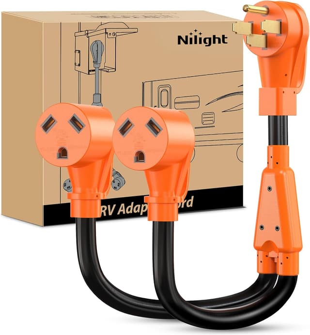 Detalle de Nilight 50 Amp to (2) 30 Amp RV Y Splitter Adapter Cord (NEMA 14-50P to TT-30R) 10 AWG Heavy Duty