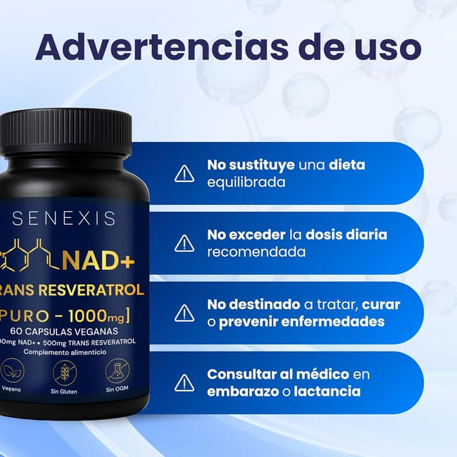 Thumbnail 6 de SENEXIS Nad Resveratrol Puro 1000 mg (60 cápsulas veganas): apoyo de energía celular y cognición