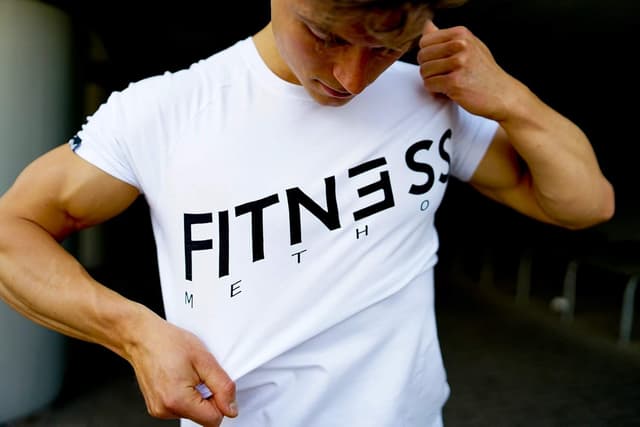Detalle de Fitness Method Herren Sport-T-Shirt Slim-Fit (95% Baumwolle, 5% Elastan) mit Rundhals