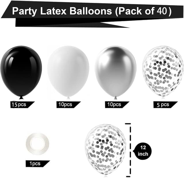 Detalle de Geburtstag Deko Set Happy Birthday Schwarz Silber