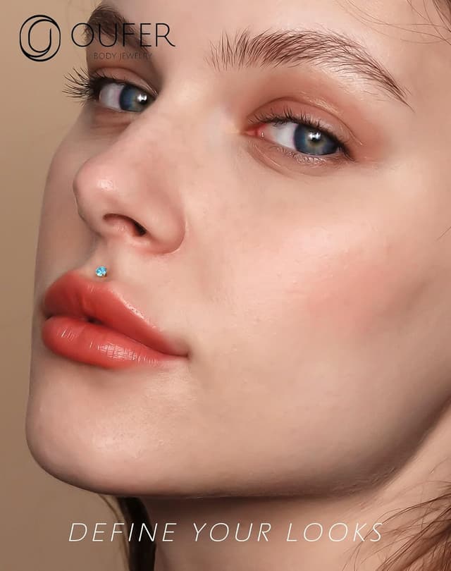 Thumbnail 6 de OUFER Labret Titanium 16G Aqua CZ 6–12mm