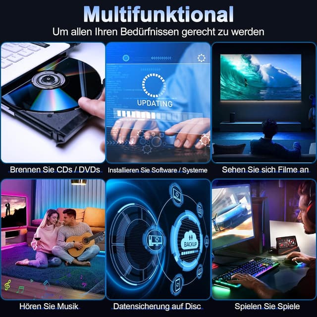 Detalle 1 de Externes CD DVD Laufwerk USB 3.0 📀