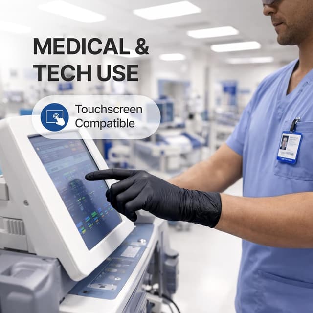 Detalle de Schneider Vinyl Synthetic Exam Gloves, 4 Mil (Latex-Free) — Disposable Black Gloves for Medical, Food Prep & Cleaning