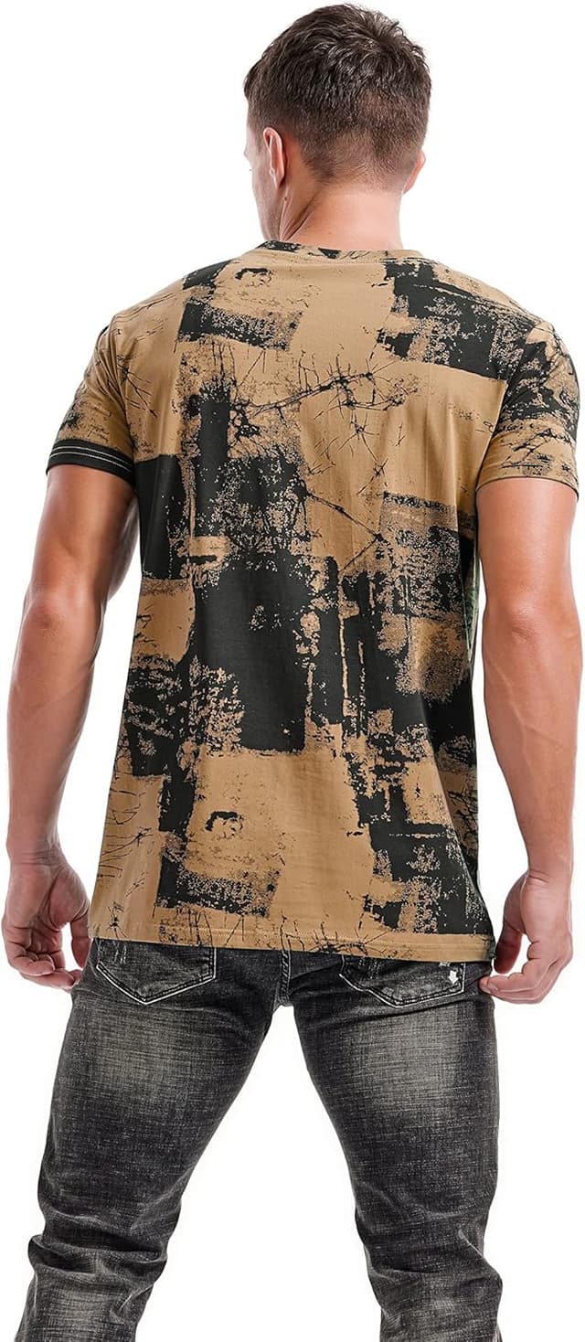 Detalle de RONOMO Herren-T-Shirt aus 95% Baumwolle & 5% Spandex (Mikroelastik), hautfreundlich