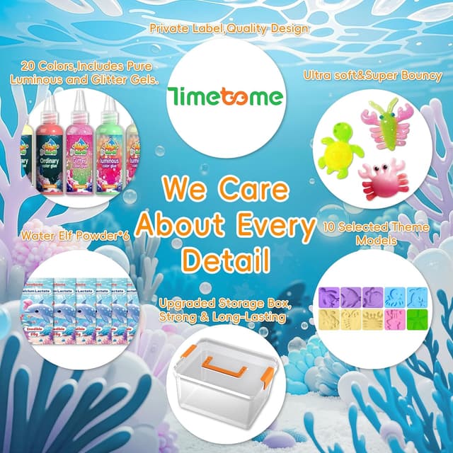 Thumbnail 6 de Timetome Magic Water Elf Toy Kit for Kids (20 Gels + 10 Molds) — DIY Squishy Maker with Glitter & Glow Gels