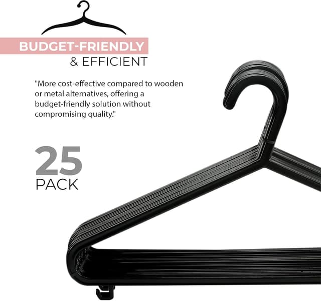 Thumbnail 6 de Roe Tenpo Coat Hangers 25 Pack (Black) – Non-slip slim plastic adult hangers