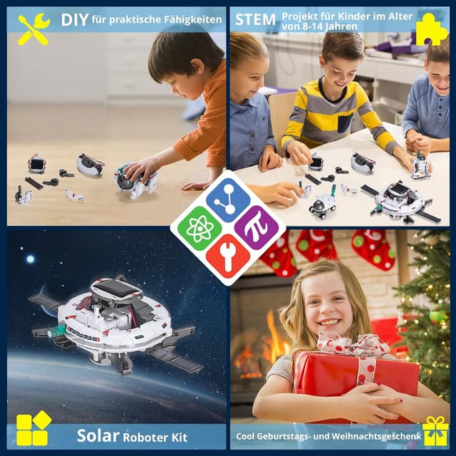 Detalle de OMWay Solar Roboter Kinder-Spielzeug (6-in-1) ab 8 Jahren – STEM Bausatz mit Solarpanel