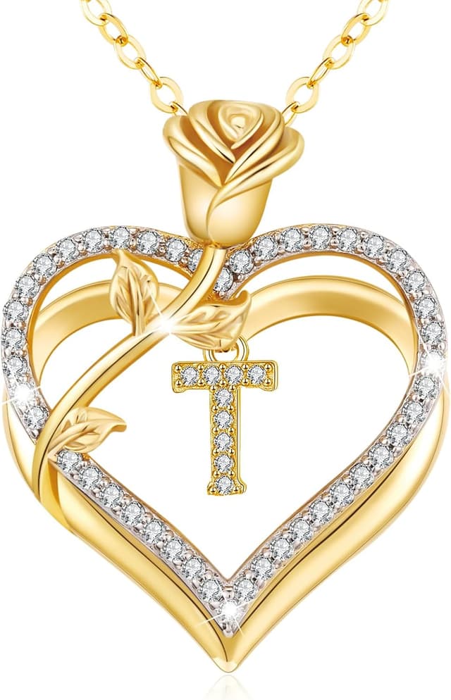 Thumbnail 6 de Collier femme llyish argent 925 doré initiale A à Z avec double cœur et zirconia