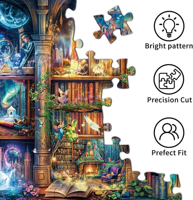 Detalle 2 de Enchanted Library 1000-piece jigsaw puzzle