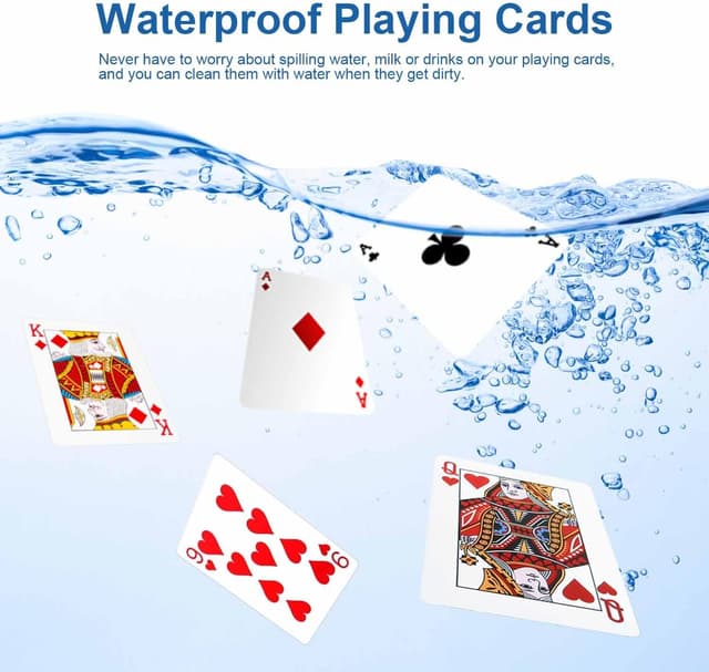 Detalle 2 de WUGAUWOR wasserfeste Spielkarten aus Kunststoff – 2 Decks rote Pokerkarten für Canasta, Texas, Go Fish & Blackjack