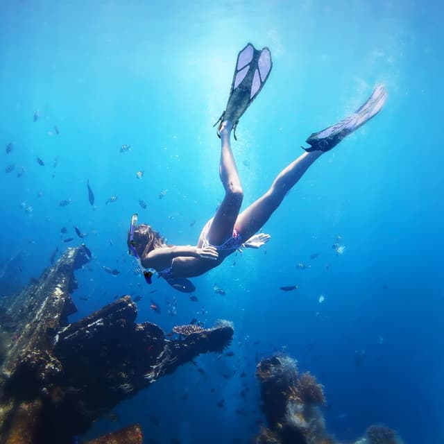 Detalle 2 de ZEEPORTE Mask Fin Snorkel Set (Travel Size) with Panoramic Anti-Fog Mask, Dry Top Snorkel, Trek Fins & Gear Bag