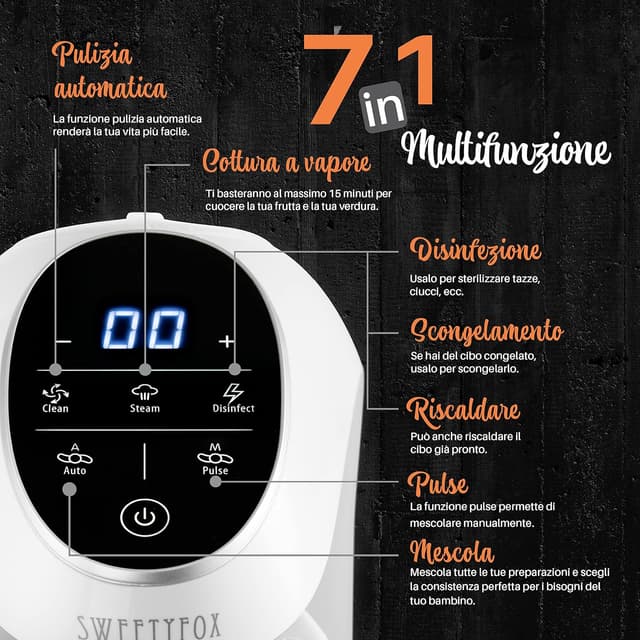 Detalle 2 de Sweety Fox Cuocipappa 7-in-1 Mixer Multifunzione