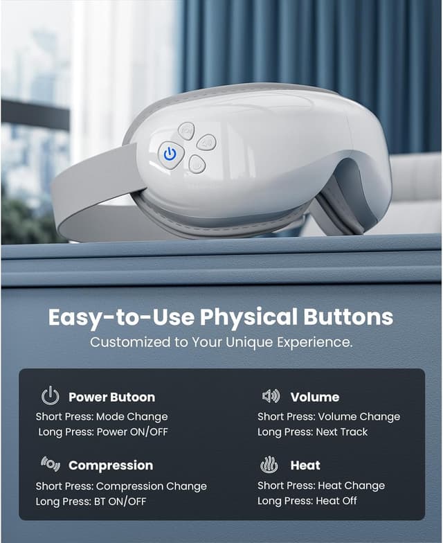 Detalle 2 de Bob and Brad EyeOasis 3 Heated Massage Eye Mask with Heat & Cooling Gel Mask and Music