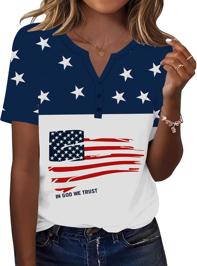 Thumbnail 6 de TCOT Women’s Dressy-Casual V-Neck Button-Up Blouse (Short Sleeve)