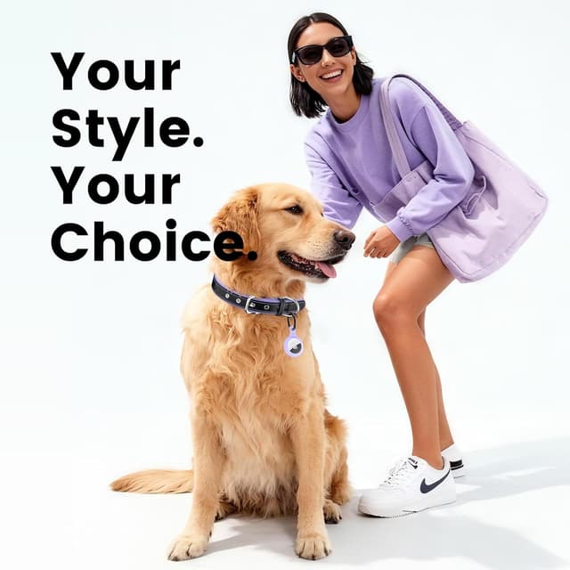 Thumbnail 1 de PawView Leather Dog Collar with AirTag