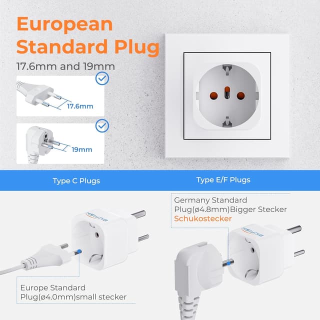 Detalle 2 de Bigfish Reiseadapter Typ D (2er-Set) für Indien/Nepal/Sri Lanka (teilweise) – EU auf Typ-D Steckdosen, weiß