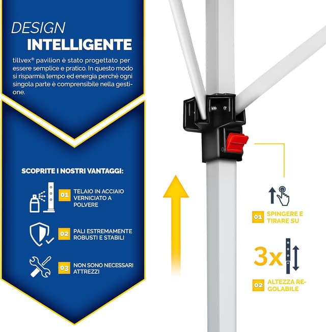 Thumbnail 1 de tillvex Gazebo 3x3m impermeabile 3 livelli 🌤