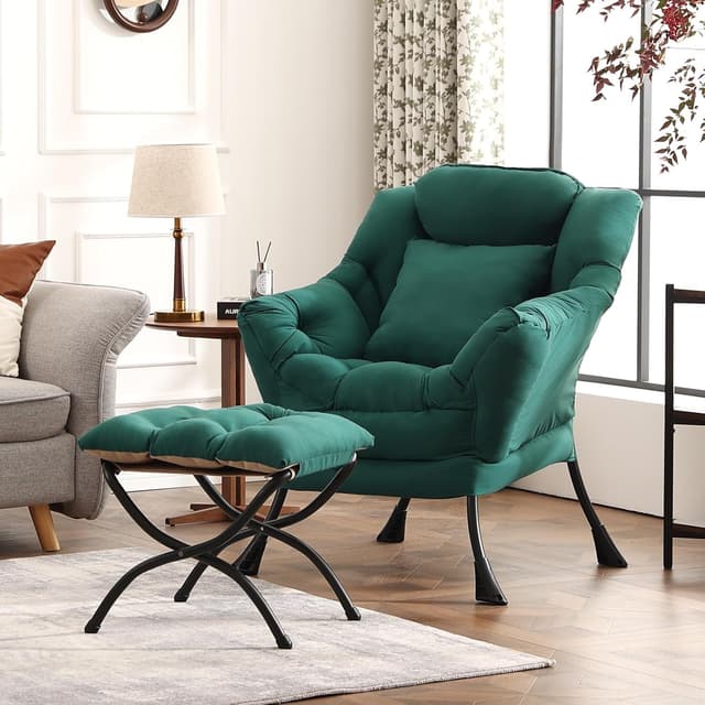 Detalle 2 de HomEastlly Lazy Chair with Ottoman, peach green