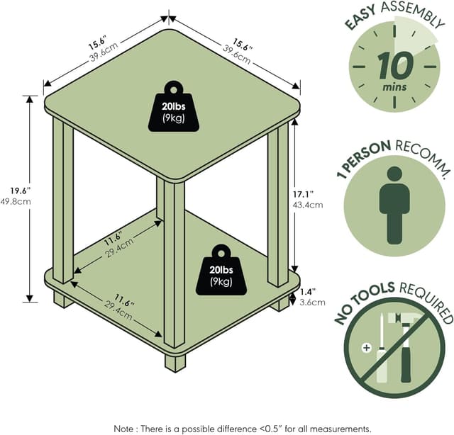 Detalle 2 de Set di due tavolini Furinno Simplistic 2 pezzi
