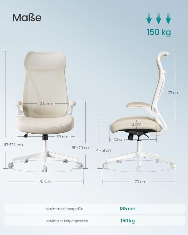Detalle de SONGMICS OBN088K01 Bürostuhl mit Kopfstütze
