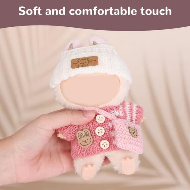 Detalle 2 de Vicloon 3 pcs doll clothes set for 17cm sitting dolls – red sweater, shoulder bag and hat