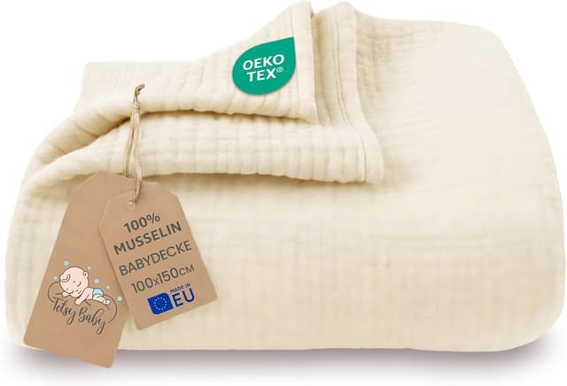 Imagen de Musselin Decke Babydecke Baumwolle 100 x 150 cm en OfertitasTOP