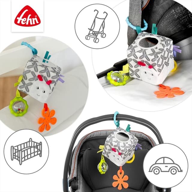 Detalle 2 de Fehn Activity-Würfel Raupe mit Greifelementen und C-Ring – Motorikspielzeug für Babys ab 0+ Monaten
