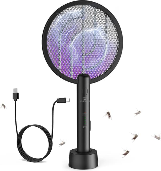 Detalle de GooQand Electric Fly Swatter Rechargeable (4000V) USB 2-in-1 Bug Zapper Racket