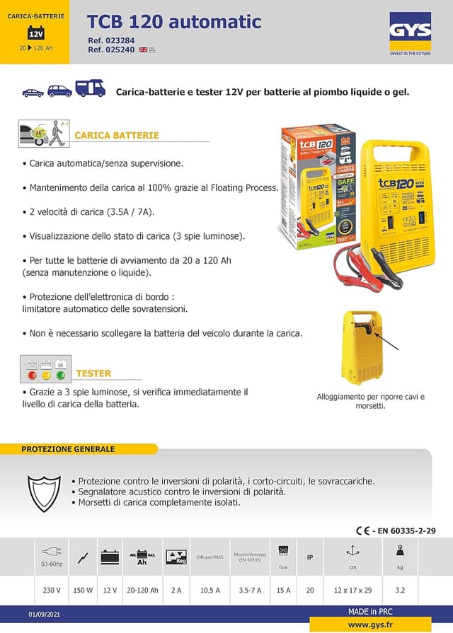 Thumbnail 4 de GYS TCB 120 chargeur automatique 12 V